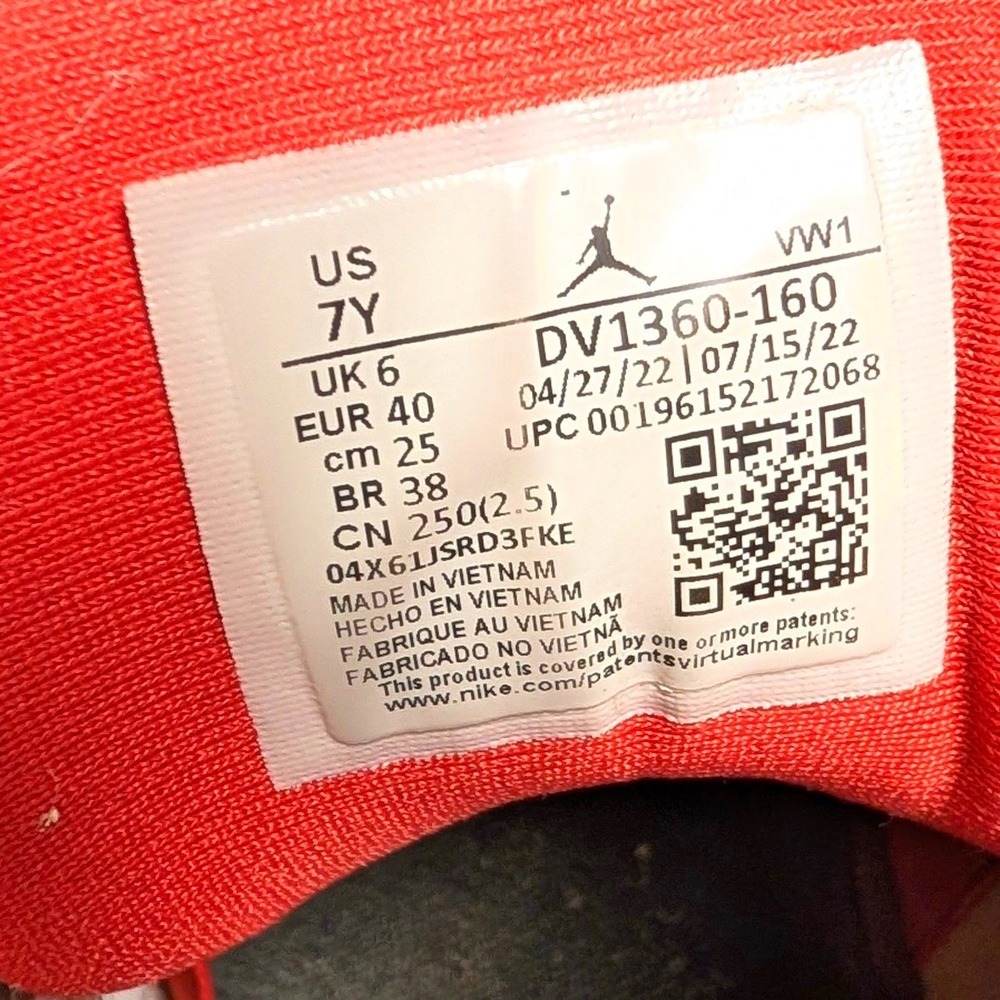 Jordan Dub Zero White Fire Red Black Laser Etched Kids Shoes Size 7Y - Picture 9 of 12